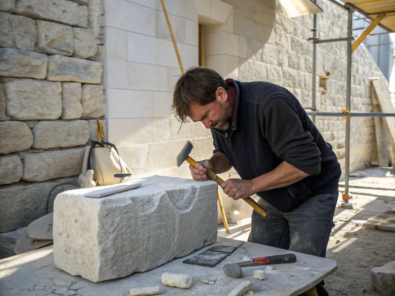 A photograph showing participants actively engaged in a restoration workshop, learning traditional techniques from a skilled artisan.